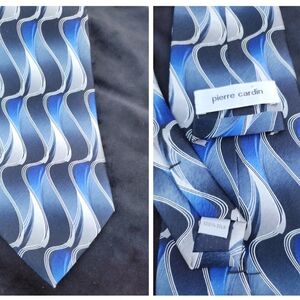 100% Silk Pierre Cardin Tie Navy, Silver, Blue